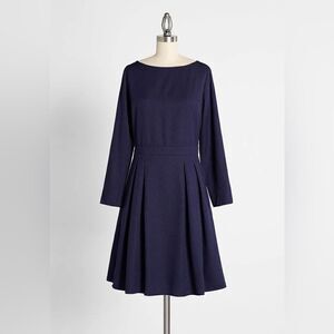 NWT ModCloth Girl‎ About Bateau Dress Navy Size M
